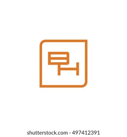 The letter B and H Monogram With Frame Square. Logo Design Template Orange