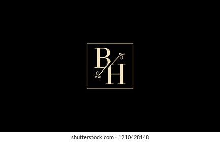 LETTER B AND H MONOGRAM LOGO WITH SQUARE FRAME FOR LOGO DESIGN OR ILLUSTRATION USE