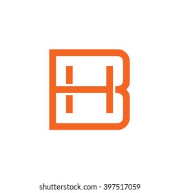 letter B and H monogram square shape logo orange