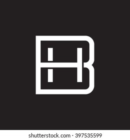 letter B and H monogram square shape logo white black background
