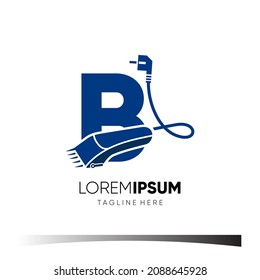 Letter B Hair Clipper Logo Design Vector Icon Graphic Emblem Illustration