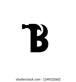 Letter B Hammer Logo Design For Construction, Manufacture, And Repairing