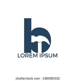 Letter B Hammer logo design. Repair, Construction or Renovation Vector Logo Concept.
