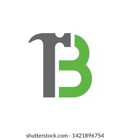 Letter B Hammer Logo, House Repair Logo, Home Improvement, Renovation Icon 