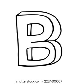 letter B hand drawn in doodle style. 