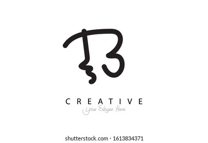Letter B hand drawn font design with uppercase