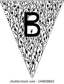 Letter B. Hand drawn paper flags with all alphabet letters. You can made buntings with any sentences (for spaces you can use my flags without letters).