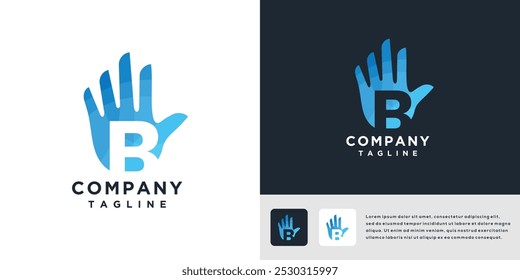 Letter B hand logo design template	