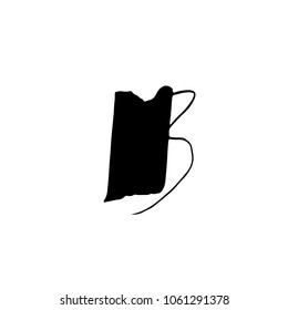 Letter B. Handwritten by dry brush. Rough strokes textured font. Vector illustration. Grunge style elegant alphabet.