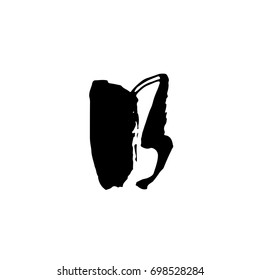 Letter B. Handwritten by dry brush. Rough strokes font. Vector illustration. Grunge style elegant alphabet