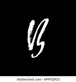 Letter B. Handwritten by dry brush. Rough strokes font. Vector illustration. Grunge style elegant alphabet