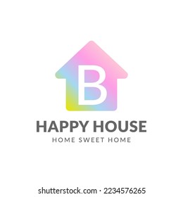 diseño del logotipo del vector de la casa feliz de la letra B