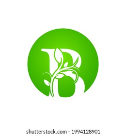 Letter B Health SPA Logo. Green Floral Alphabet Logo with Leaves. Usable for Business, Fashion, Cosmetics, Spa, Science, Healthcare, Medical and Nature Logos.