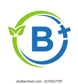Letter B Healthcare Logo. Doctor Logo on Alphabet B Sign. Medical Pharmacy Plus Symbol Design