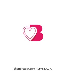 Letter B heart logo icon design vector template elements
