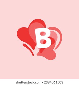 Letter B heart logo icon design template elements