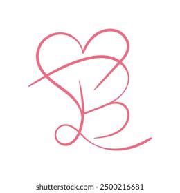 Letter B heart logo icon design template elements