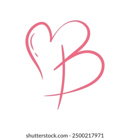 Letter B heart logo icon design template elements