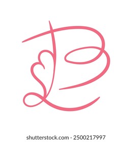 Letter B heart logo icon design template elements