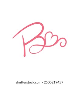 Letter B heart logo icon design template elements