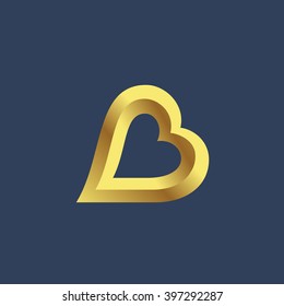 Letter B heart logo icon design template elements