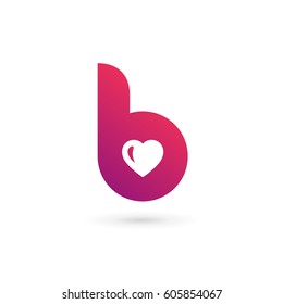 Letter B heart logo icon design template elements 