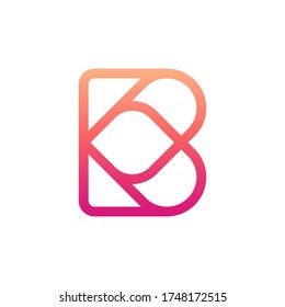 Letter B heart love line logo