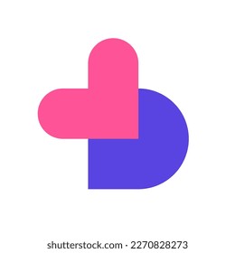 Letra B amor al corazón diseño de logotipo moderno