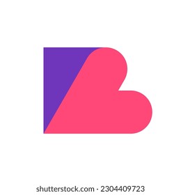 Letter B heart love simple modern logo design