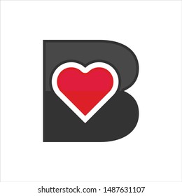 Letter B and Heart Love symbol. Icon. Vector Logo.