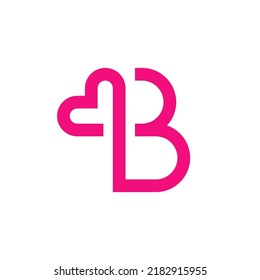 Letter B Heart Minimal Logo Template