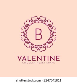 letter B heart shape circular love initials vector logo design