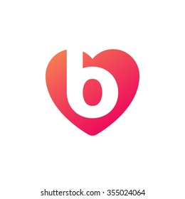 Letter B Heart Shape Icon Logo Orange Red