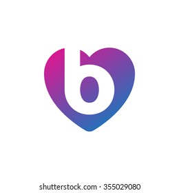 letter b heart shape icon logo purple blue
