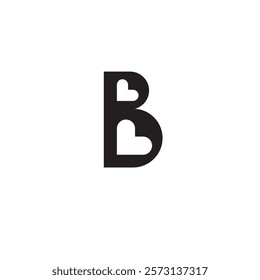 Letter B with heart vector icon