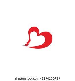 Letter B heart, wind geometric symbol simple logo vector