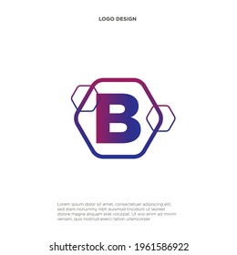 Letra B diseño vectorial de icono hexágono.