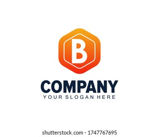 letter b hexagon logo design template. ui b letter icon. 