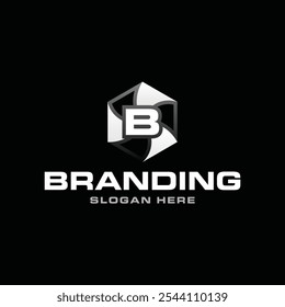 Letter B Hexagon Modern Geometric Simple Icon Creative Design Logo