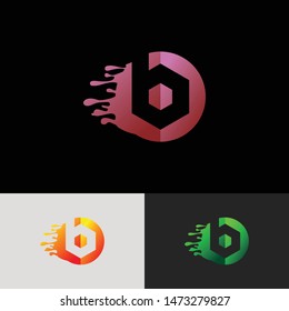 Letter b hexagon simple logo icon design vector