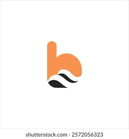 Letter b and Hills, Wave Logo Template,  