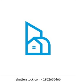 Letter B with home logo design vector sign