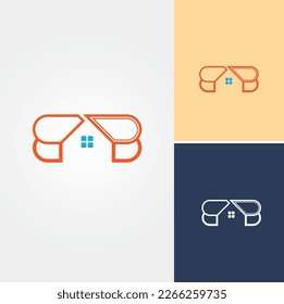 Letter B Home Logo Design Vector