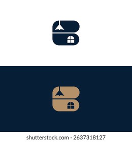 letter b home logo design vector image , b home logo , letter b home desigen logo constrution , b home logo