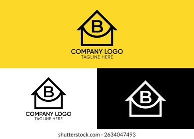 Letter B home logo, B house logo, letter b with house logo icon design, 