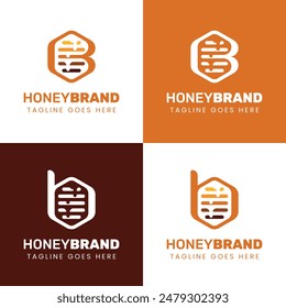 Letter B Honey Logo Set, Perfect for Beekeeping and Honey Producers