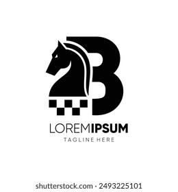 Letter B Horse Chess Logo Design Vector Icon Graphic Emblem Symbol Illustration