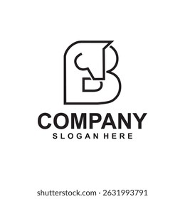 Letter B Horse Flat Modern Minimalist logo design template