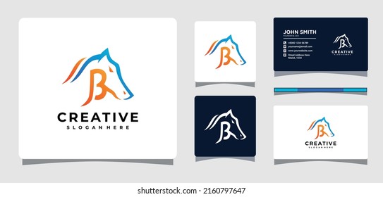 Plantilla De Logotipo De Caballo Carta B Con Inspiración De Diseño De Tarjeta De Negocios