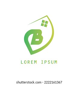 Letter B house leaf logo